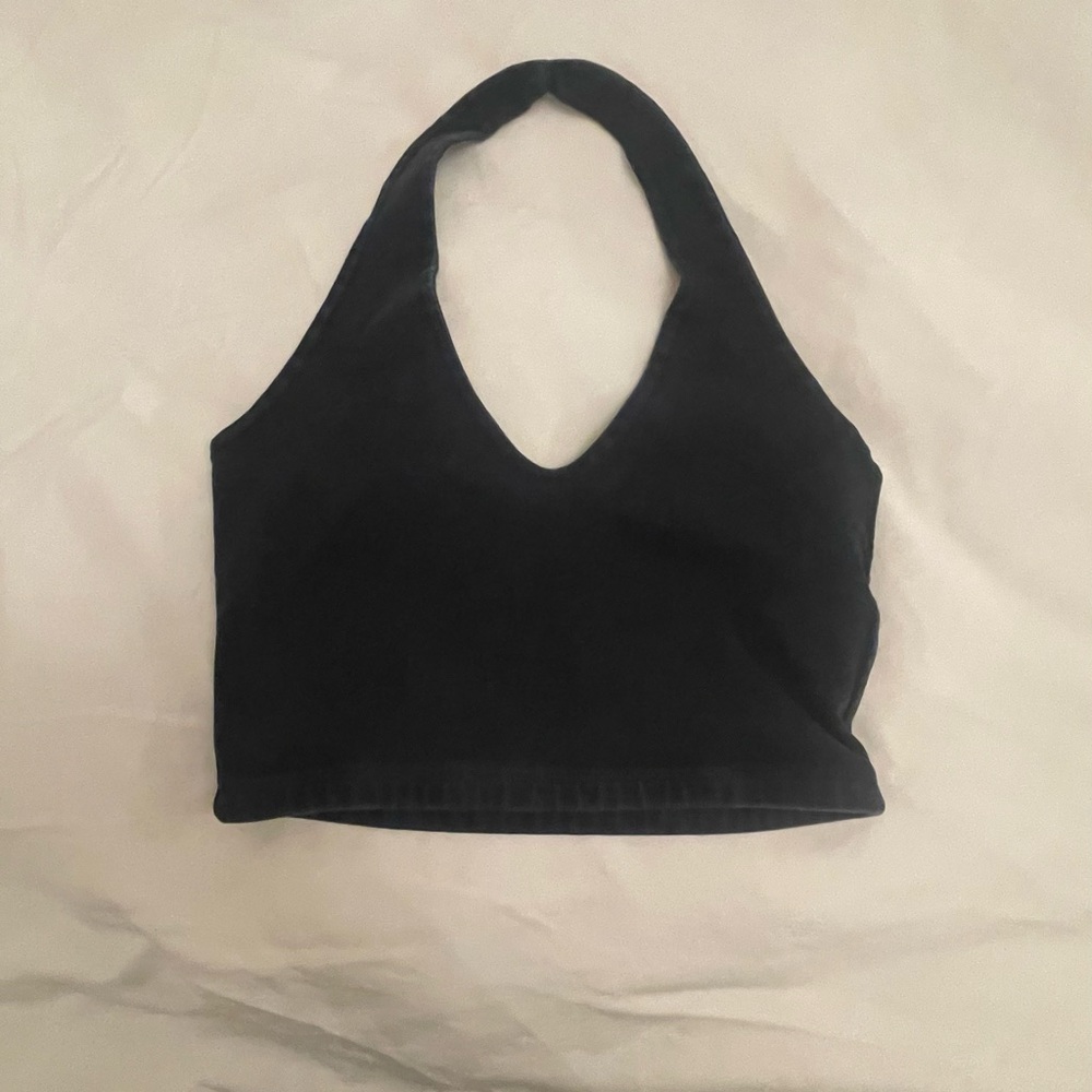 Brandy melville navy halter crop top